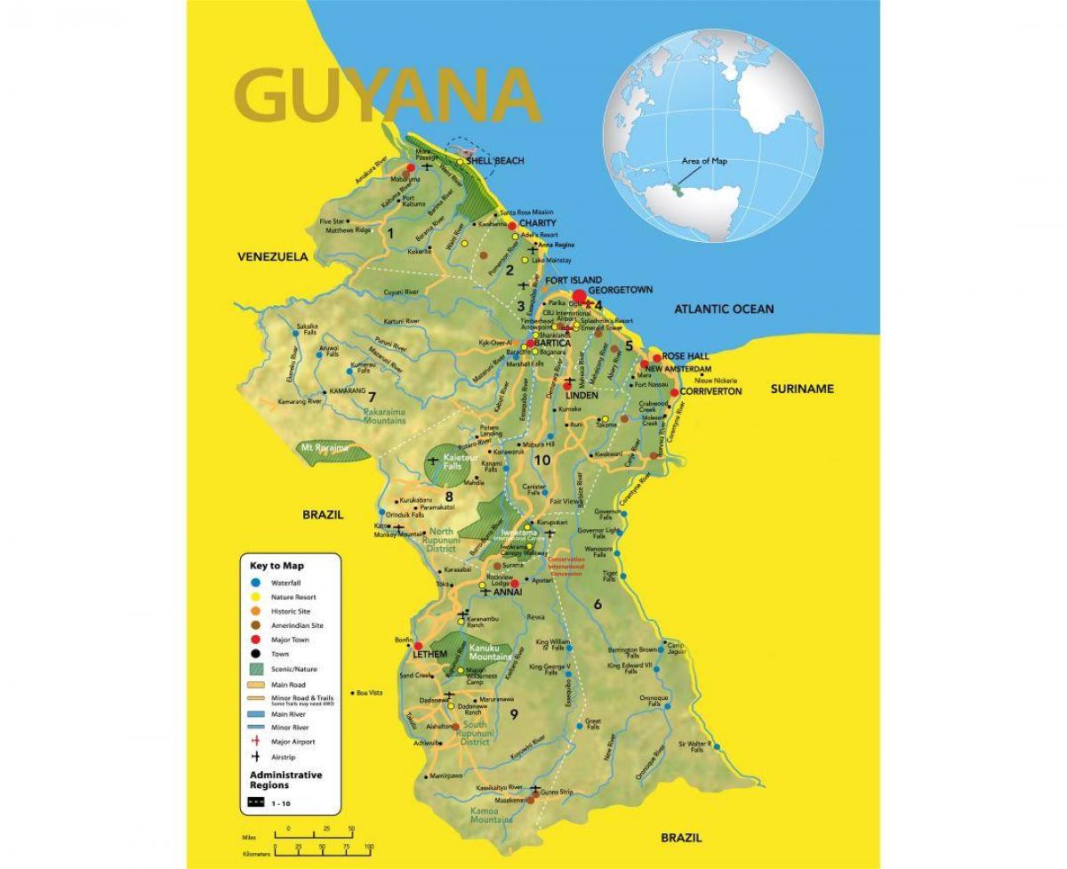 mapa Gujany lokalizacja mapie 