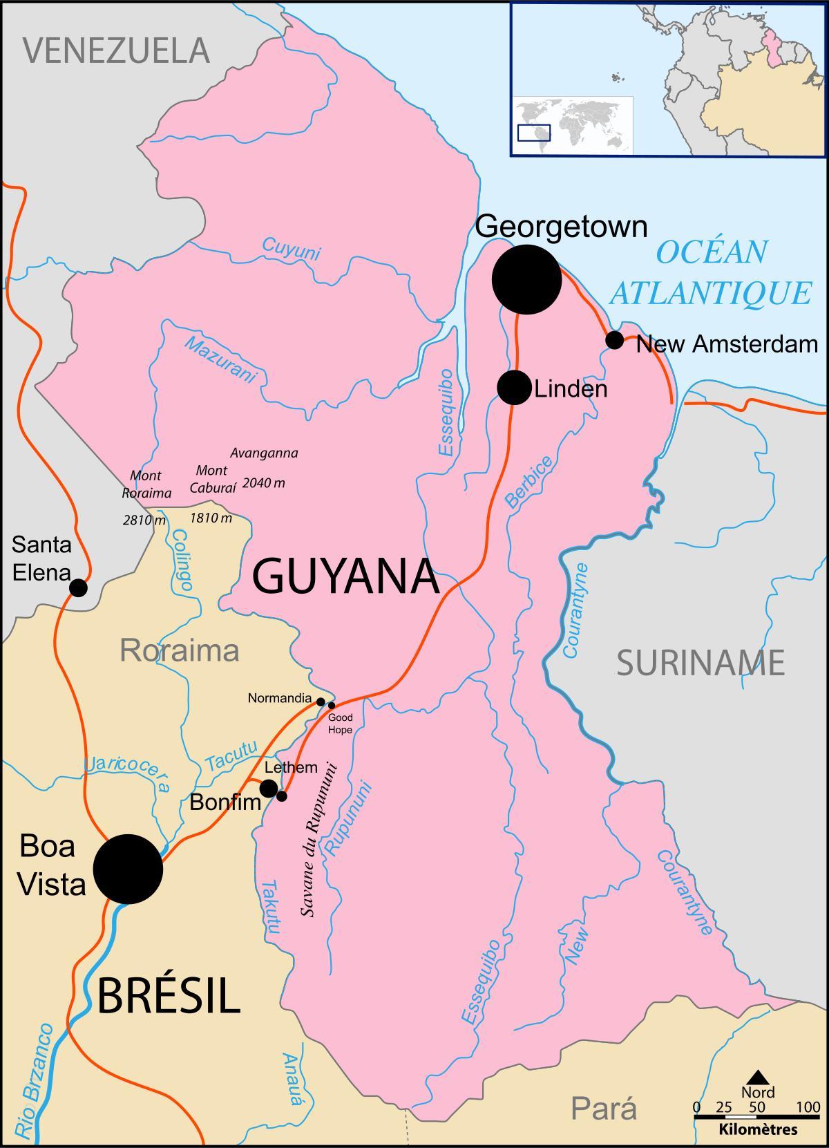 mapa Gujany lokalizacja na świat