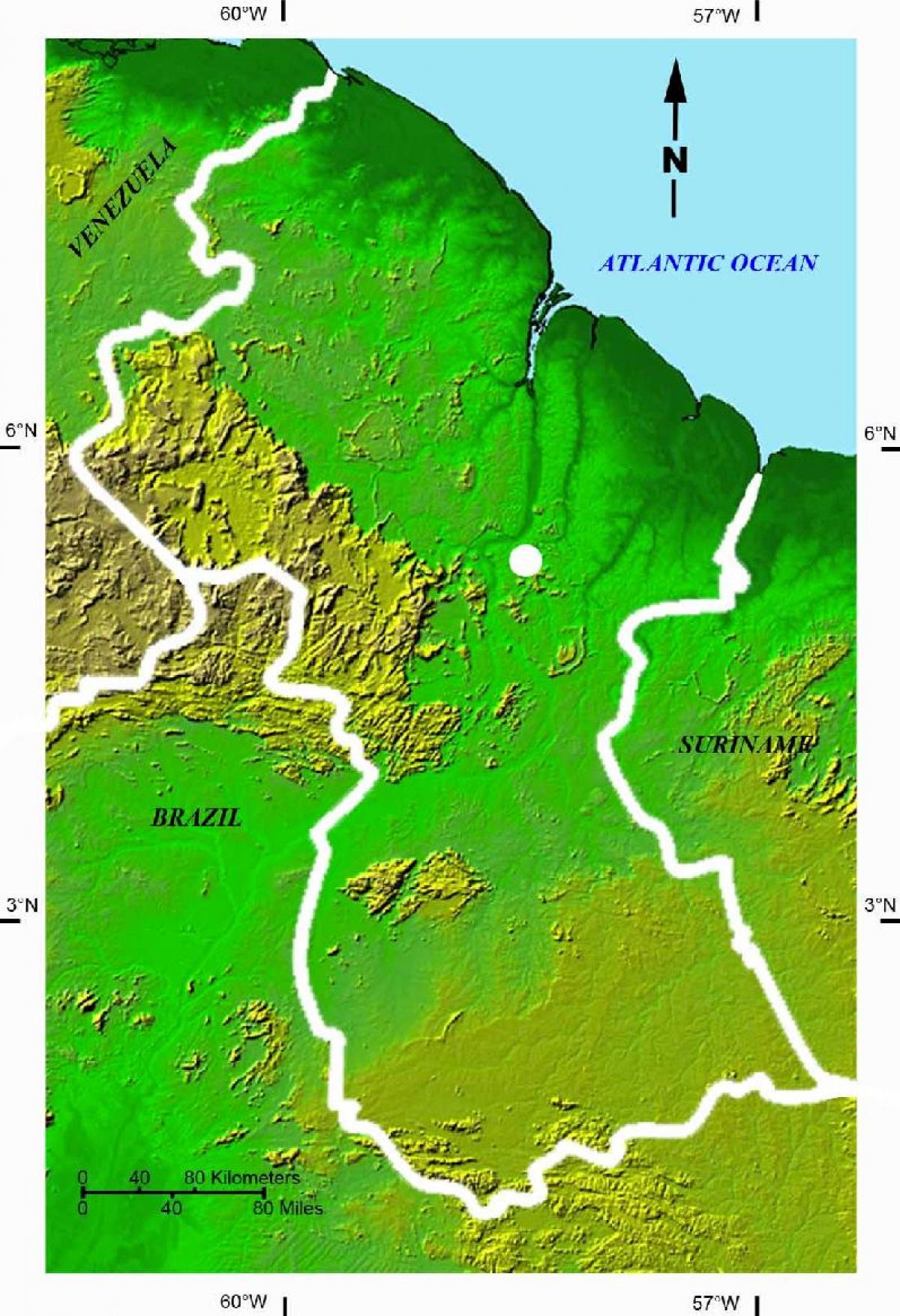 mapa satelitarna mapa Gujany