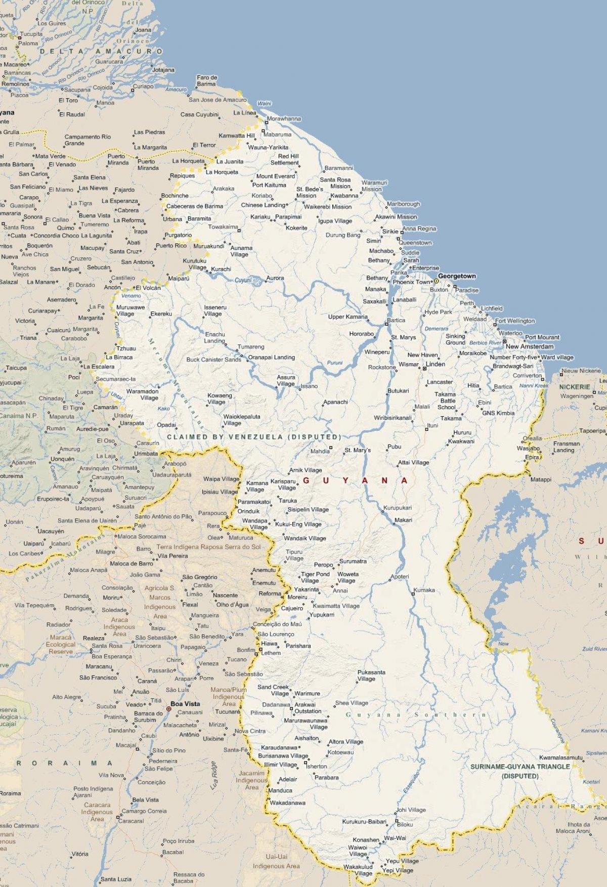mapa szczegółowa mapa Gujany