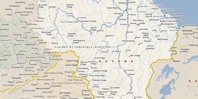 Mapa Gujany drodze