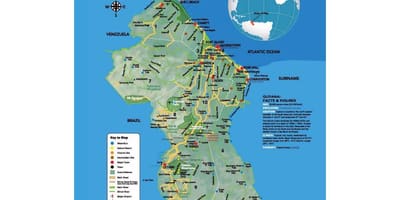 Mapę mapę pokazującą, jak indianie przyszli do Gujany